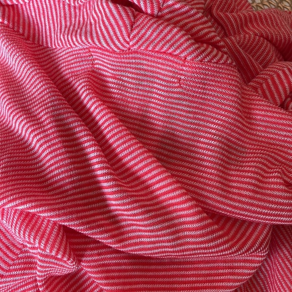 ELLEN TRACY pinstripe 3 ways cardigan wrap lightweight knit coral white M/L - Picture 12 of 12